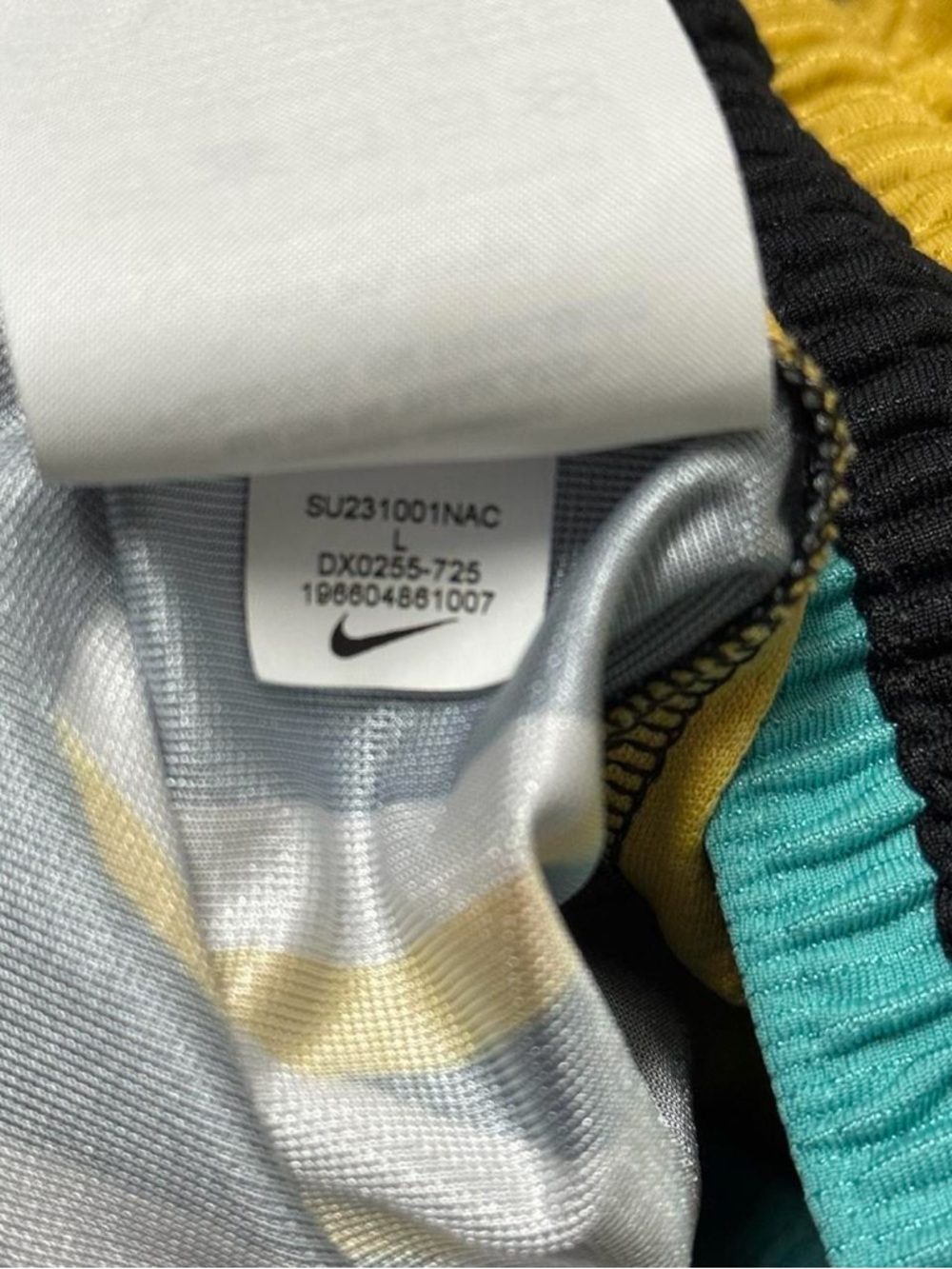 Nike Men’s Yellow Athletic Shorts with Black & Teal Trim - Picture 3 of 7